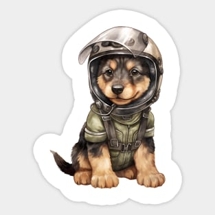 German Shepherd Dog in Helmet Sticker